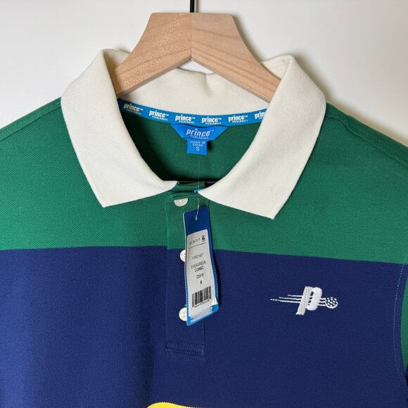 Prince Mens Striped Polo Shirt‎ Size S Multi-Color Sporty Casual Collared - Picture 3 of 7